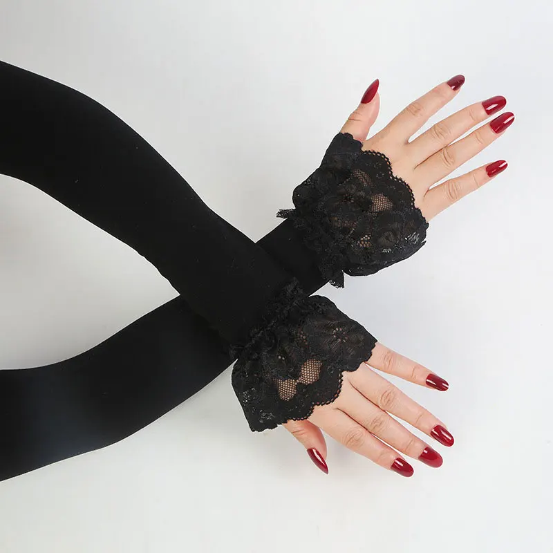 Женские солнцезащитные перчатки с рукавом для вождения, летние солнцезащитные перчатки для вождения, женские длинные перчатки с эластичным рукавом без пальцев и запястья
