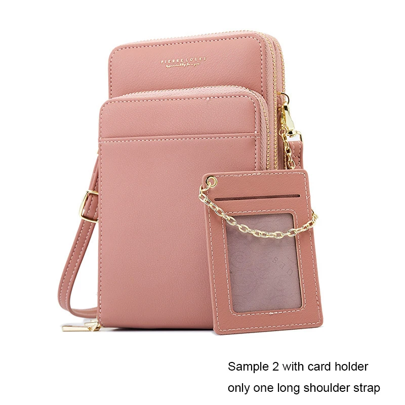 Роскошные кожаные сумки-мессенджеры для женщин клатч мини сумка через плечо Женская Большая вместительная сумка для телефона дамская сумочка на молнии - Цвет: Sample2 Pink
