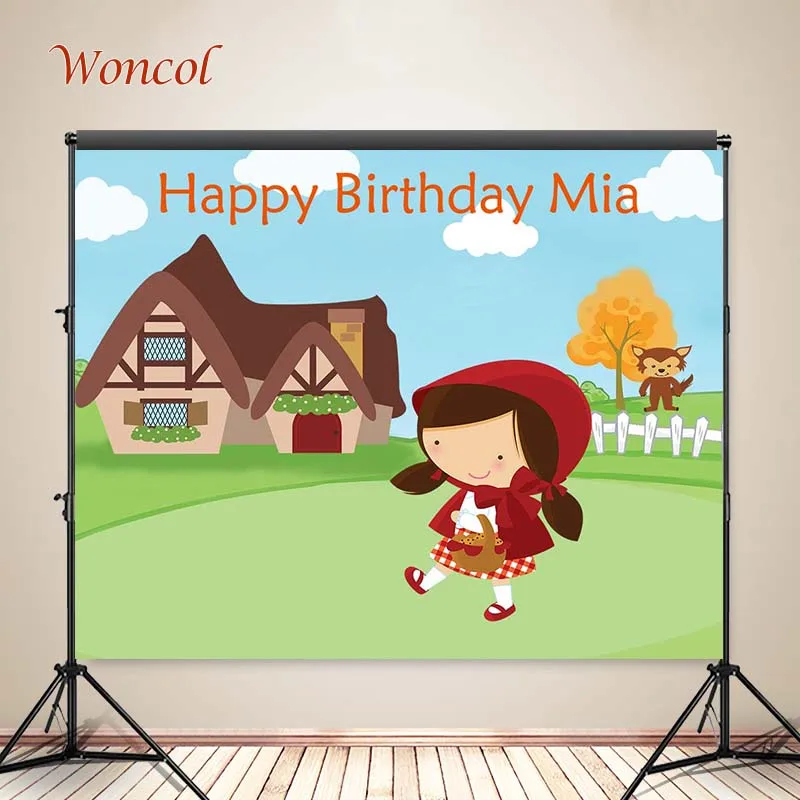 Woncol Little Red Riding Hood Caixas de Fotografia Foto Banners Photo Booth Props Decoração de Aniversário Meninas - Image 2