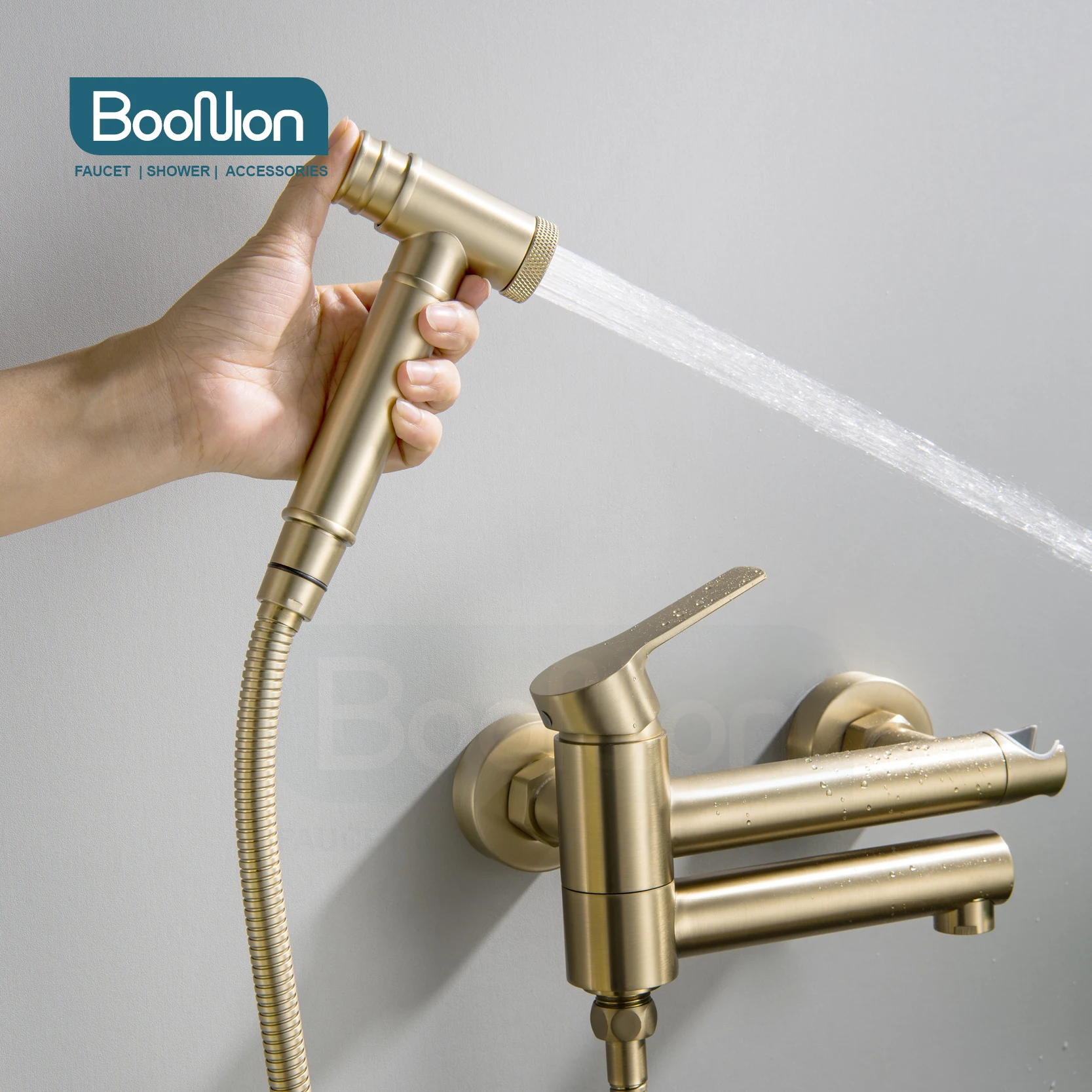 

Boonion Bidet faucet Brass Brushed gold plated shower faucet Hot and cold faucet shower faucet Toilet faucet Minimalist style