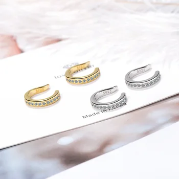 

Simple Micro Pave 925 Sterling Silver Ear Cuff CZ earrings No Pierced Stack Silver Gold Earring cuff for Women Girls 2020