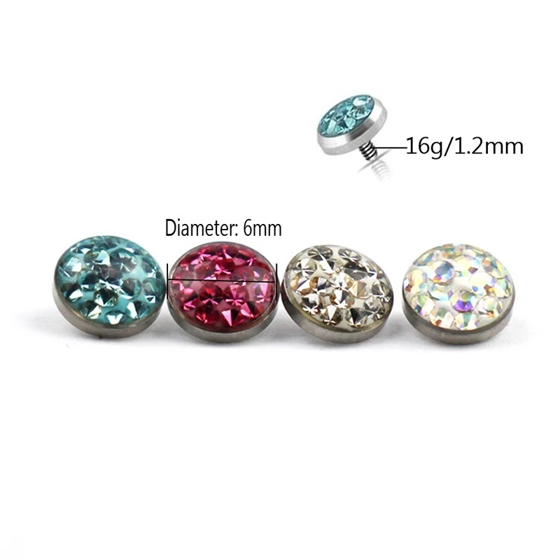 

1PC Stainless Steel Dermal Piercing Micro Dermal Anchor CZ gem Top Dermal Piercings Surface Piercing Stud 1.2MM/16G