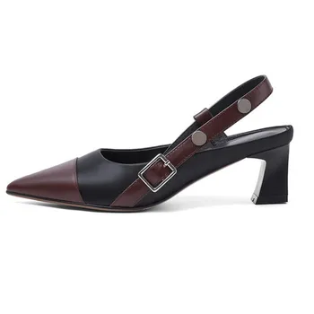 

Concise Women Pumps New Arrival Fashion Genuine Leather Elegant Sandals Buckle High Heels Summer Casual Shoes Woman