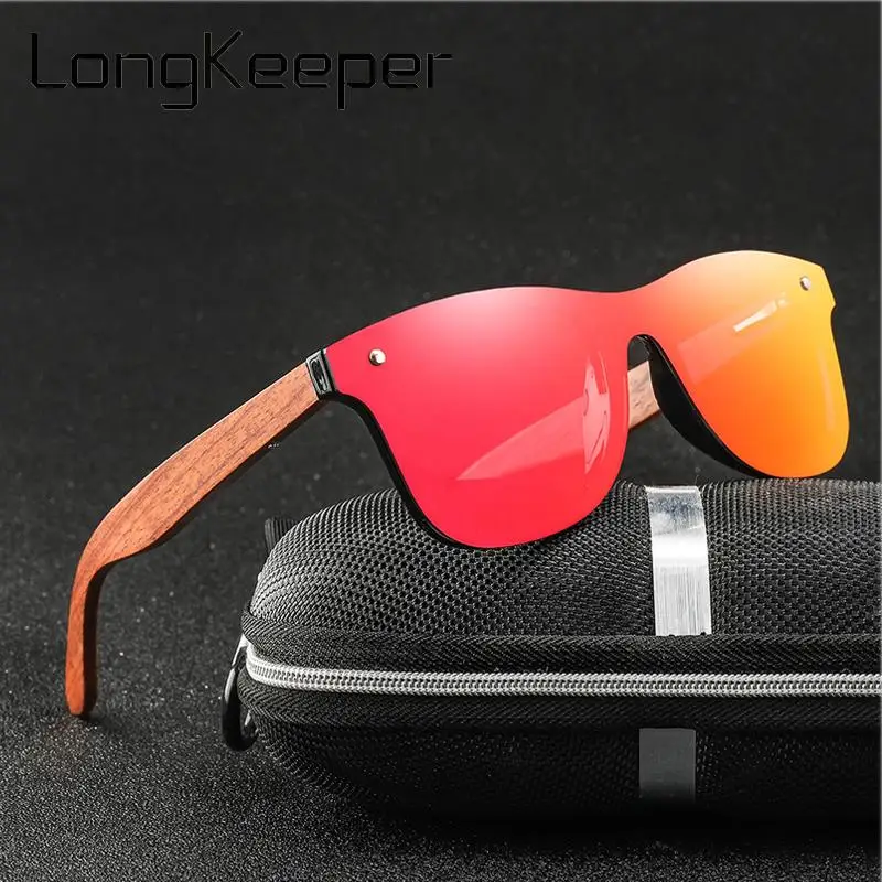 

LongKeeper Natural Wooden Sunglasses Men Brand Design Original Wood Polarized Sun Glasses Women Mirror Lens Eyeware UV400