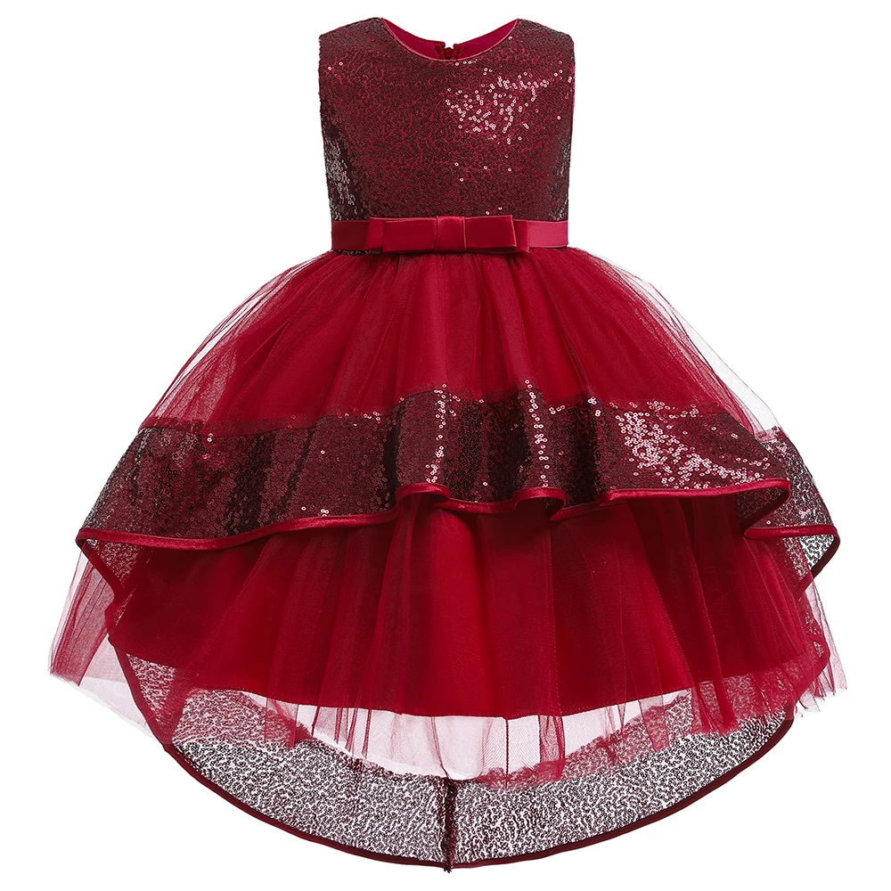 Новые модные платья принцессы с блестками для свадебной вечеринки для девочек детское платье со шлейфом на Рождество и выпускной для детей от 3 до 10 лет - Цвет: Коричневый
