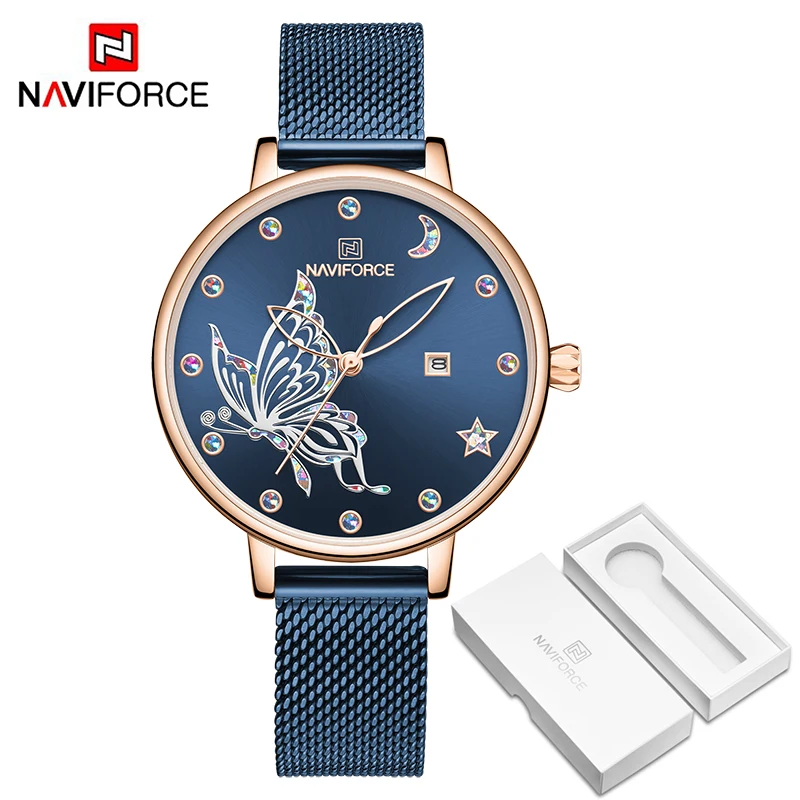 RGBE BOX NAVIFORCE Роскошные Брендовые женские часы модные повседневные Кварцевые женские наручные часы со стальным ремешком водонепроницаемые часы Relogio Feminino - Цвет: RGBE BOX