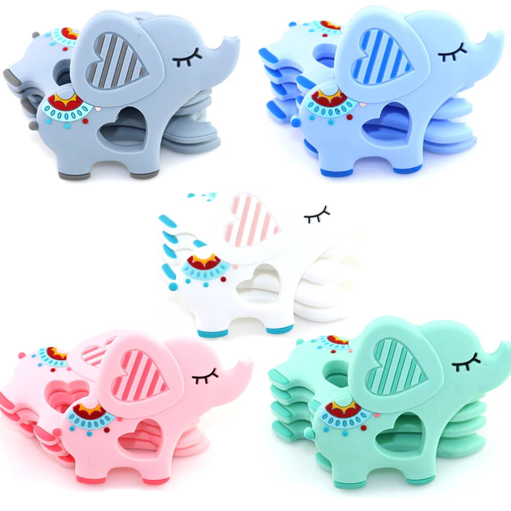 

Baby Teether BPA Food Grade Teething Teether Toy Animal Shape Baby Squirrel Elephant Teether Silicone Beads DIY Chain Gift