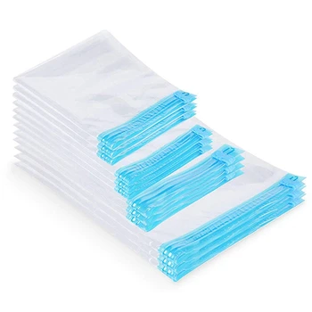 

12-Piece Hand-Rolled Vacuum Compression Bag Transparent Clothes Save Space Travel Home Sealed Compression Storage Bag