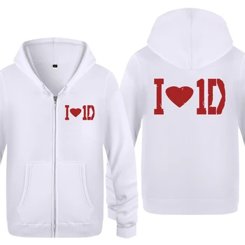 

I Love 1D - One Direction Rock Music Sweatshirts Men 2018 Mens Zipper Hooded Fleece Hoodies Cardigans