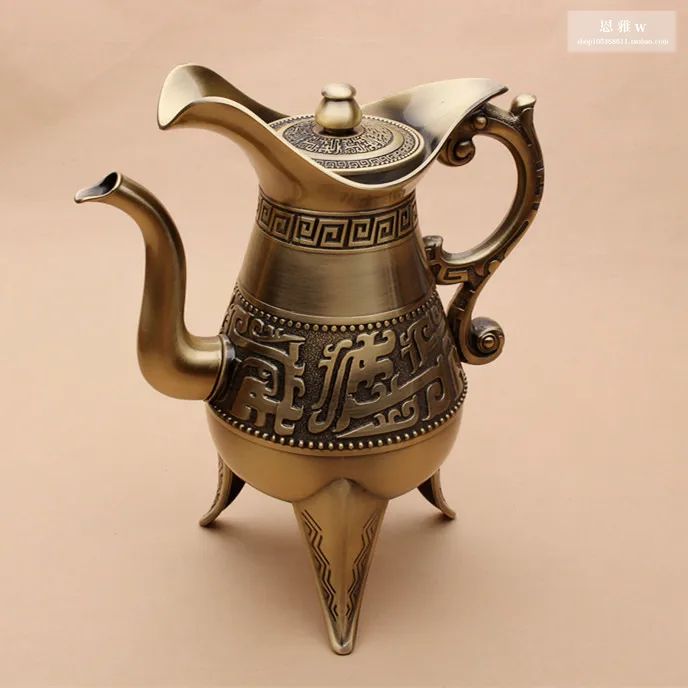 

Antique liquor pot Household sake pot Retro-ancient metal bronze wine pot warmer high-grade yellow wine pot