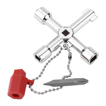 

Bike Accessories 4 Way Cross Key Wrench Squares Triangles Train Electrical Elevator Cabinet Box Multi-function wrench