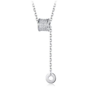 

Hot Lucky 925 Sterling Silver Round Tassel Necklace Zircon Round Amulet Lucky Beads Necklace Wedding Jewelry