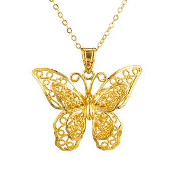 Gold Color Big Butterfly Pendant Necklace for Women Girls Hollow Layered Butterfly Link Chain Wedding Birthday Gifts