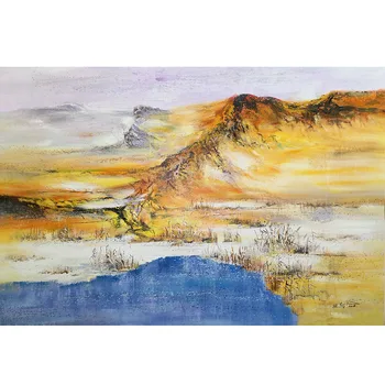 

Mountain Lake Abstract Landscape Art Oil Painting on Canvas Handmade