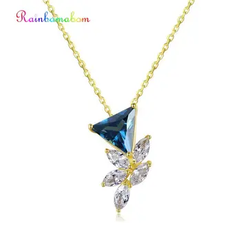 

Rainbamabom 925 Sterling Silver Created Moissanite Sapphire Ruby Wedding Engagement Pendent Necklace Fine Jewelry Wholesale
