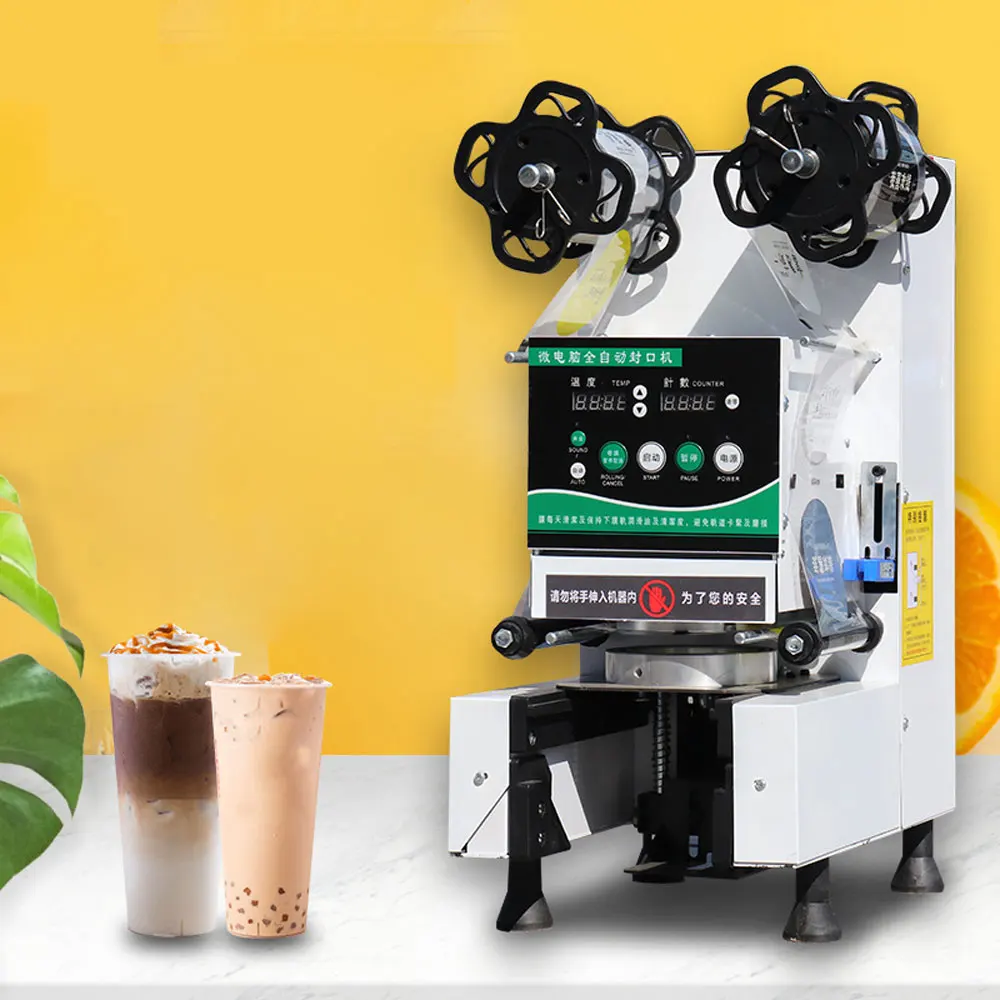 Commercial Cup Sealing Machine Milk Tea Shop Sealing Machine Fully Automatic Cup Sealer Coffee Juice Soy Milk Drink Heat Sealer