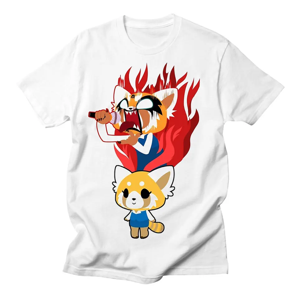 Aggretsuko Casual T Shirt Women Funny Kawaii Anime Casual Harajuku Streetwear High Quality Casual Tops Short Sleeve Tshirt Women