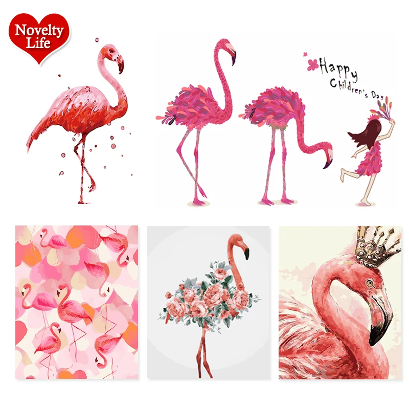 

Flamingo Animals Abstract Diy Digital Canvas Painting By Numbers Modern Wedding Wall Art Picture For Home Decoration Child Gift