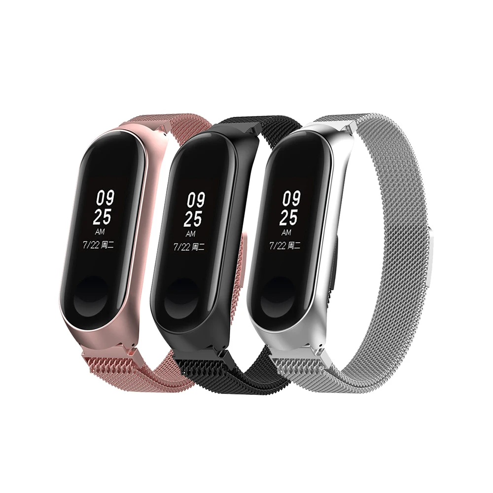 

New Fashion Vacuum Plating Watch Strap For Xiaomi 3/4 Simple Unisex 316 Stainless Steel Mesh Wrist Strap