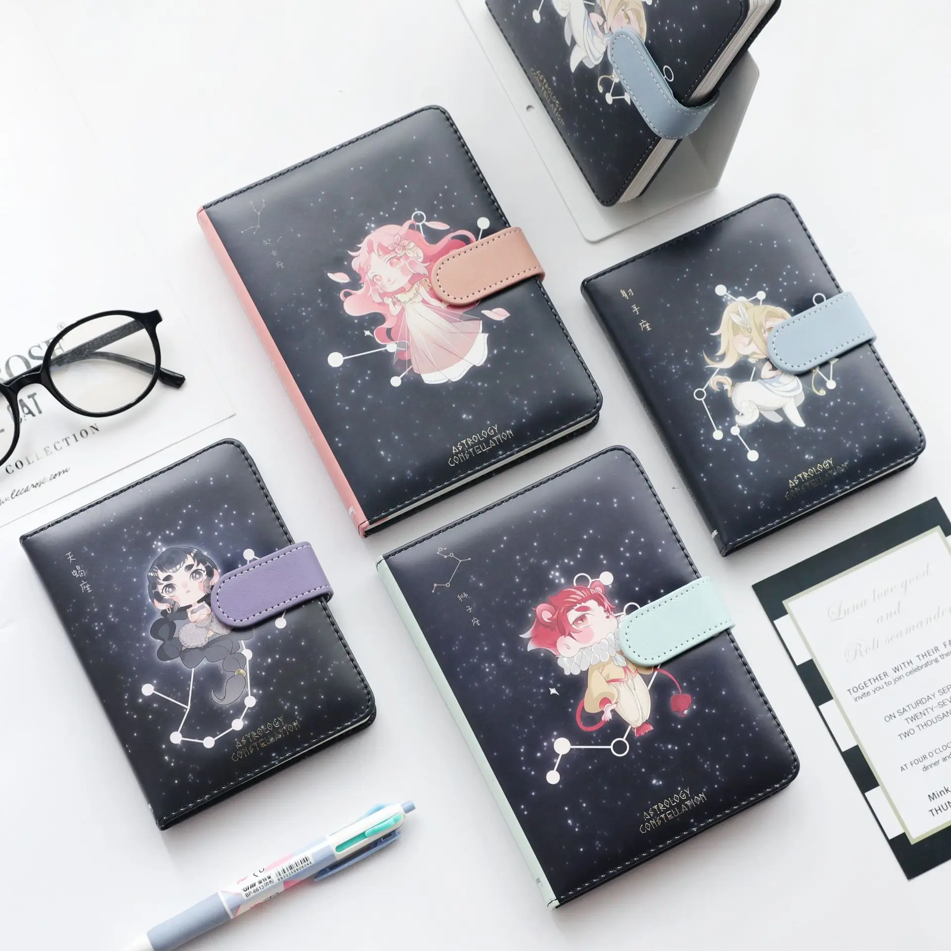 Фортуна канцелярские принадлежности Pu Магнитный защелкивающийся ноутбук толщиной 12 звездных популяций ноутбук студентов Starlight Созвездие ноутбук полный с