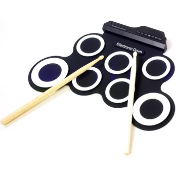 

Electronic Drum USB Rechargeable Roll-Up Silicon Drum Set Digital Electronic Drum Kit 7 Drum Pads With Drumsticks For Beginners