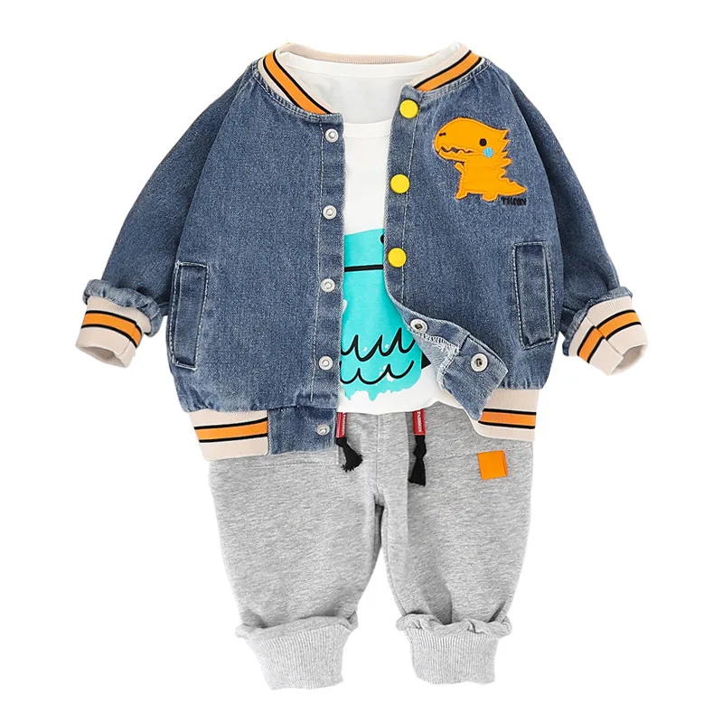 

New Spring Autumn Baby Girl Clothes Children Boys Cartoon Jacket T Shirt Pants 3Pcs/sets Toddler Fashion Costume Kids Tracksuits