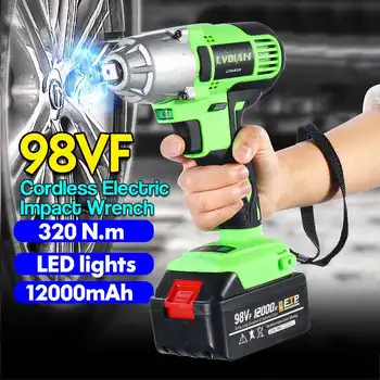 

98VF 110-240V Cordless Electric Wrench Impact Socket Wrench 12000mAh Li Battery Hand Drill Installation Power Tools
