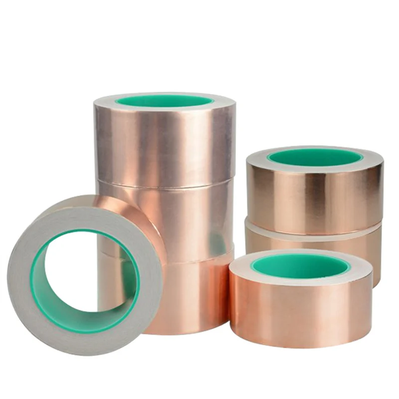 Медная лента из фольги 20 м двусторонняя проводящая термостойкая толщиной для