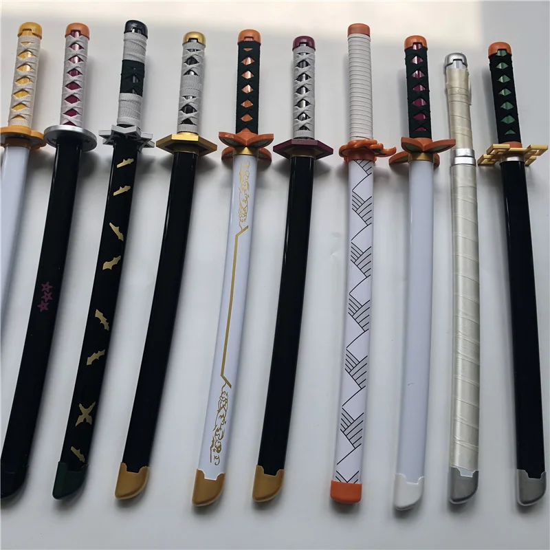 Kimetsu no Yaiba espada arma demonio asesino Tomioka Giyuu Kamado Tanjirou Cosplay espada Ninja cuchillo de madera arma Prop 80cm