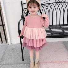 Новое Осеннее модное нарядное платье для девочек два цвета