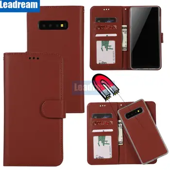 

300pcs 2:1 Magnetic Diary Book Flip Cover For Samsung S10 Plus S10e S9 Plus S8 Plus S7 S6 edge 2 In 1 Wallet Leather Case Cover