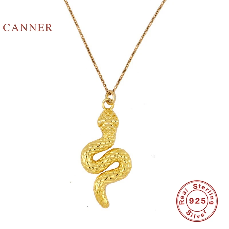 

CANNER Snake Necklace 925 Sterling Silver Necklace For Women 2020 Jewelry Gold 18k Chain Choker Necklace Collares Bijoux Collar