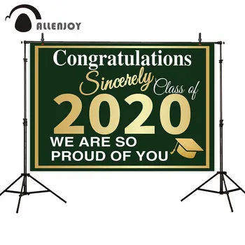 

Allenjoy Congratulation Party Background 2020 We are proud of you School Event Banner Photozone Green Graduation Student Decor
