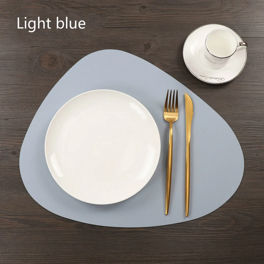  Nordic PU Leather Chic Tableware Pad Placemat Waterproof Non-Slip Heat Insulation Table Mat Creativ