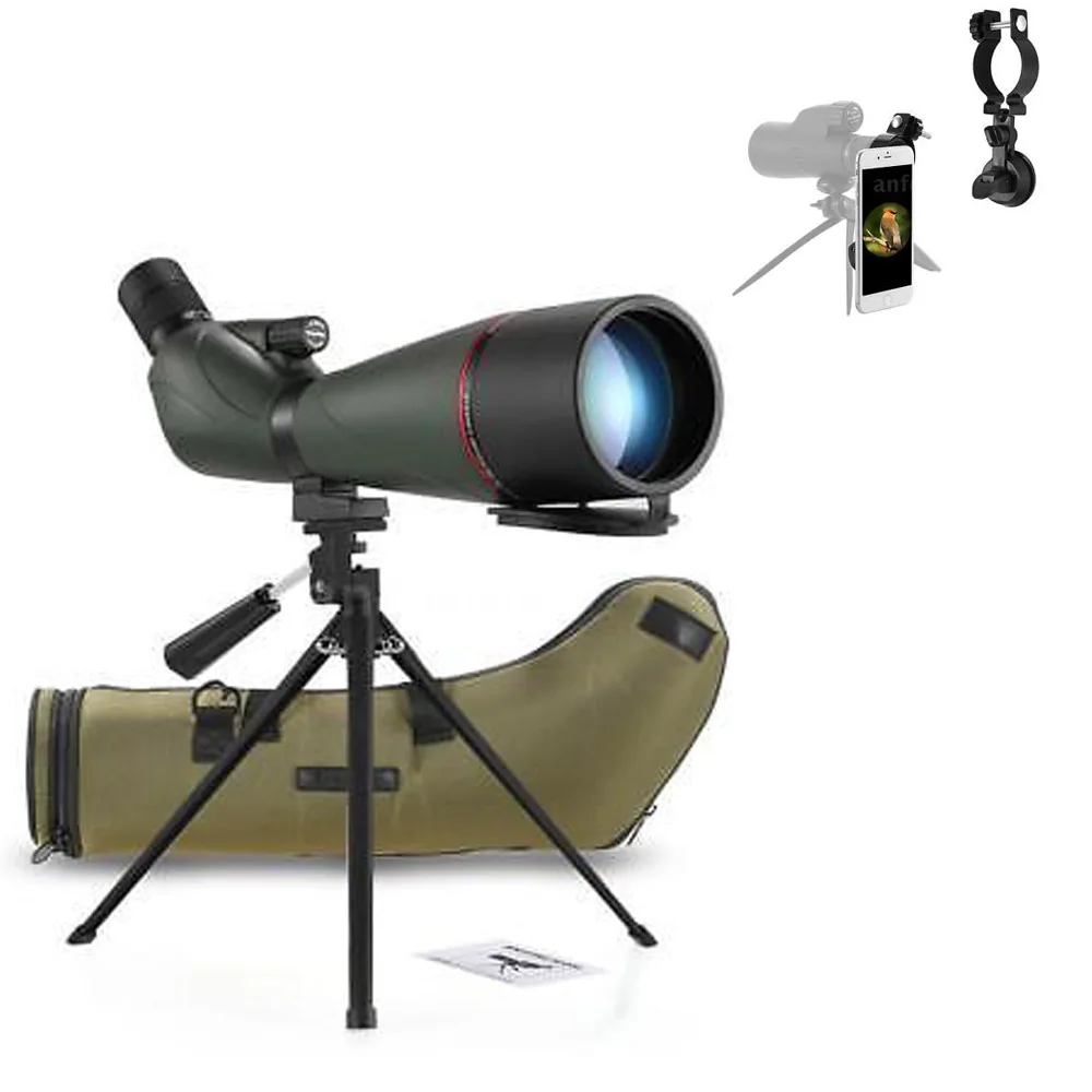 

Eyeskey 20-60x80 Angled Spotting Scope BaK4 Waterproof Fogproof Portable Travel Scope Monocular Telescope with Tripod Carry Case