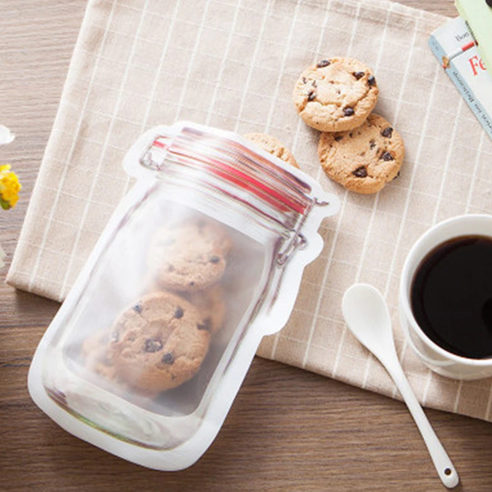 10 шт. Mason Jar шаблон relosable самоклеющиеся Ziplock обрабатывать сумки герметизация сумка для хранения продуктов для конфеты, печенье, орех красный