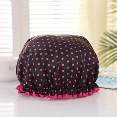 1pcs Thick Women Shower Caps Colorful Double Layer Bath Shower Hair Cover Adults Waterproof