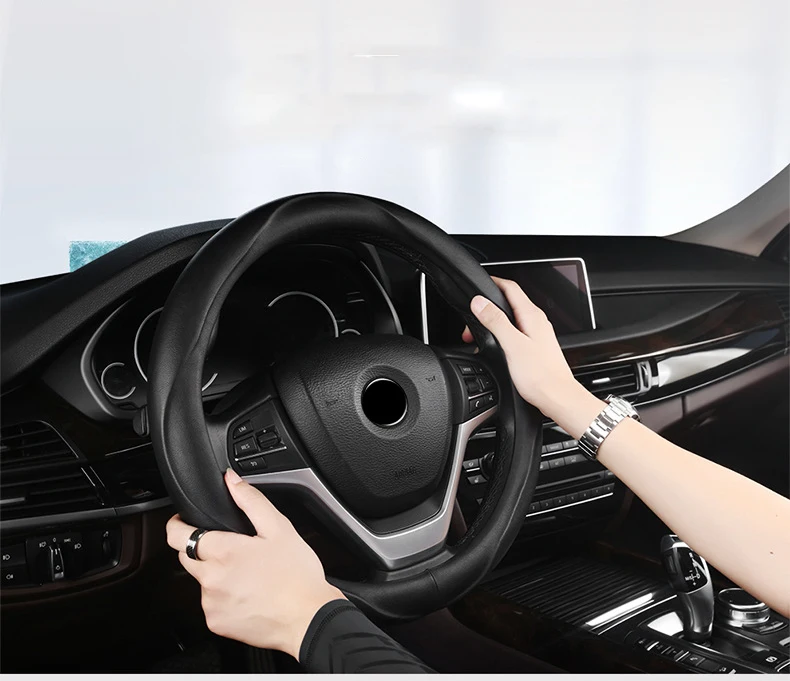 Чехол рулевого колеса автомобиля Skidproof Авто Крышка рулевого колеса Противоскользящий Универсальный тиснение кожа автомобиль-Стайлинг
