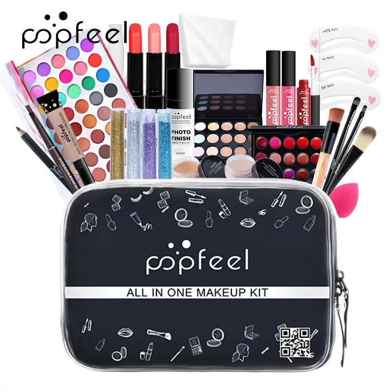 POPFEEL Makeup Kits for Beginners All In One Essential Blend Makeup Kit Profesional Beauty Sets Box Cosmetic Bag