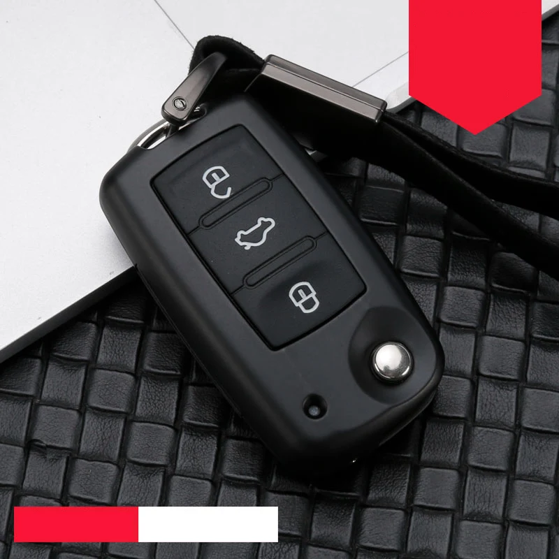 Чехол для ключей автомобиля из цинкового сплава силикагеля для VW Golf Bora Jetta POLO Passat Skoda octevia A5 Fabia seat Leon Golf-7 Tiguan-L B8 Gte - Название цвета: A-black white