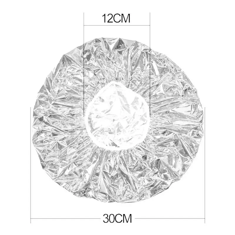 Алюминиевая фольга водонепроницаемый ультратонкий банный капюшон питательная одноразовая шапочка для душа с хорошее сохранение тепла производительность - Цвет: Серебристый