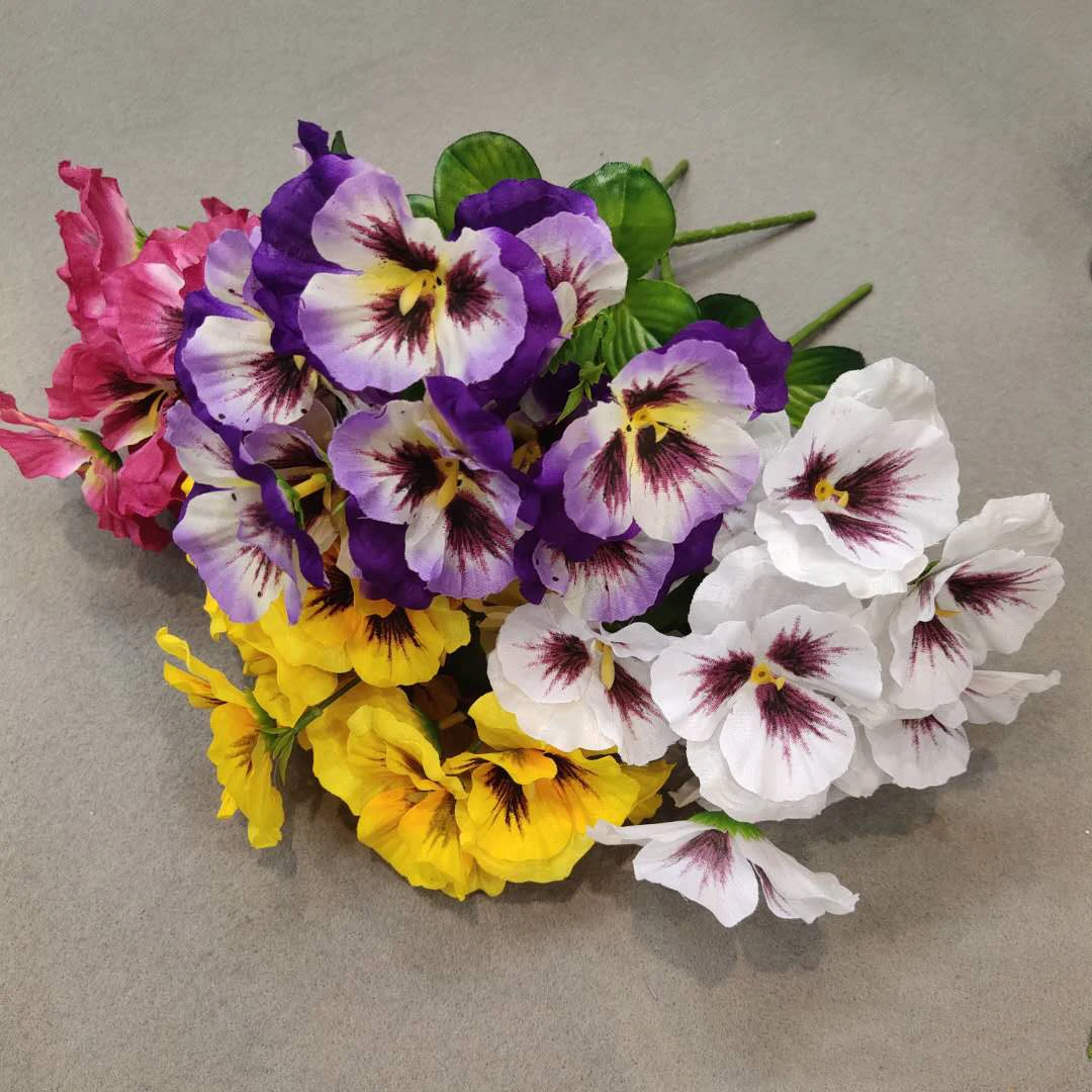 Artificial Pansy Flowers Outdoor flowers 10 Inch Silk Fake Butterfly Orchid Flower Spring Summer Front Door Porch Patio Plant