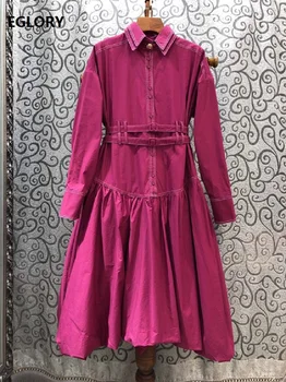 

New 2019 Autumn Winter Women's Turtleneck Maple Print Long Sleeve High Collar Thick Loose Loose Wool Blend Sweater Dress