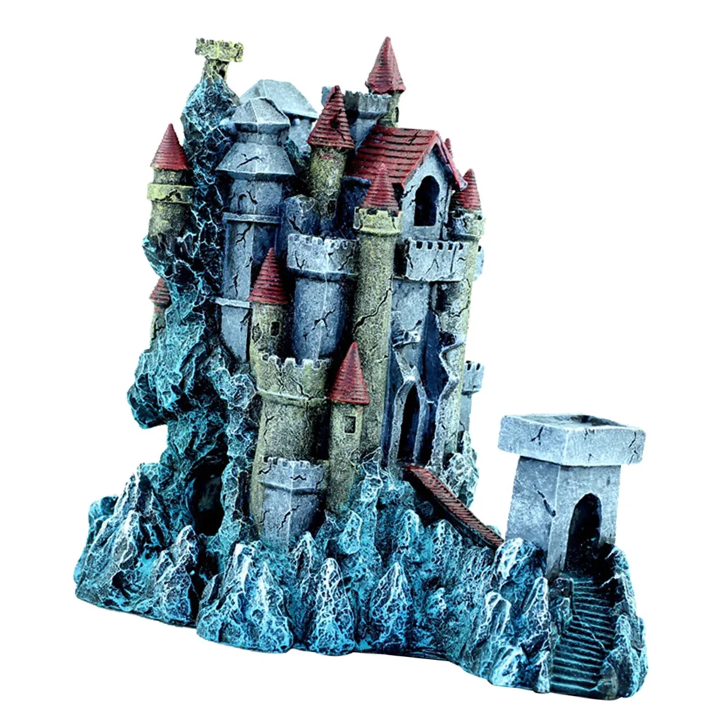 Resin Castle Aquarium Decorations - 22x16x21cm/8.66x6.3x8.27inch