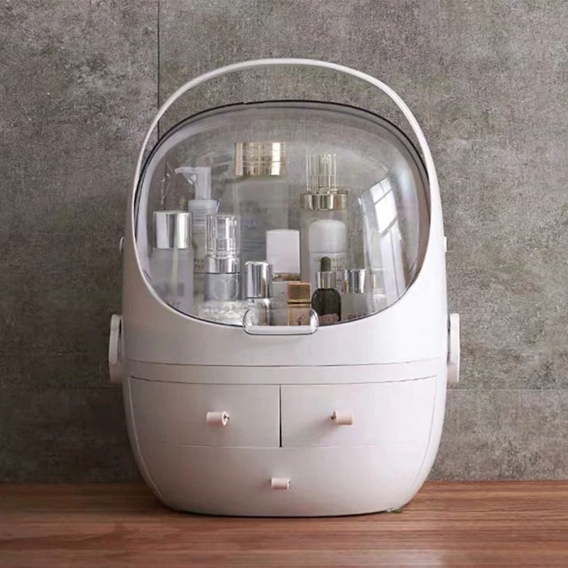  TidyUps Clamshell 3 Drawer Dressing Table Rounded Makeup Holder Storage Box For Lipstick Jewelry Co