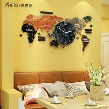 Meisd diy espelho adesivos grande mapa do mundo separado relógio de acrílico moderno auto adesivo novo design horloge frete grátis