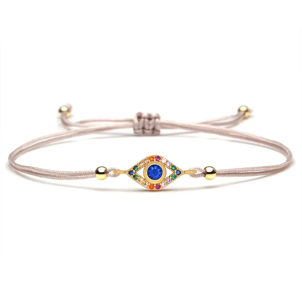 Многоцветный кубический цирконий сглаза счастливый браслет для женщин и девочек