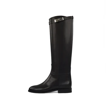 

NEW knee high boots women Winter flat shoes boots 2020 Genuine Leather High-quality luxury brand size 35-40