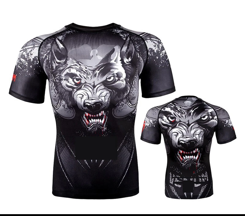 

T shirt sportwear MENS MMA TRUNKS sublimated print bjj boxing rashguard jiu jitsu gi rash guard breathable muay