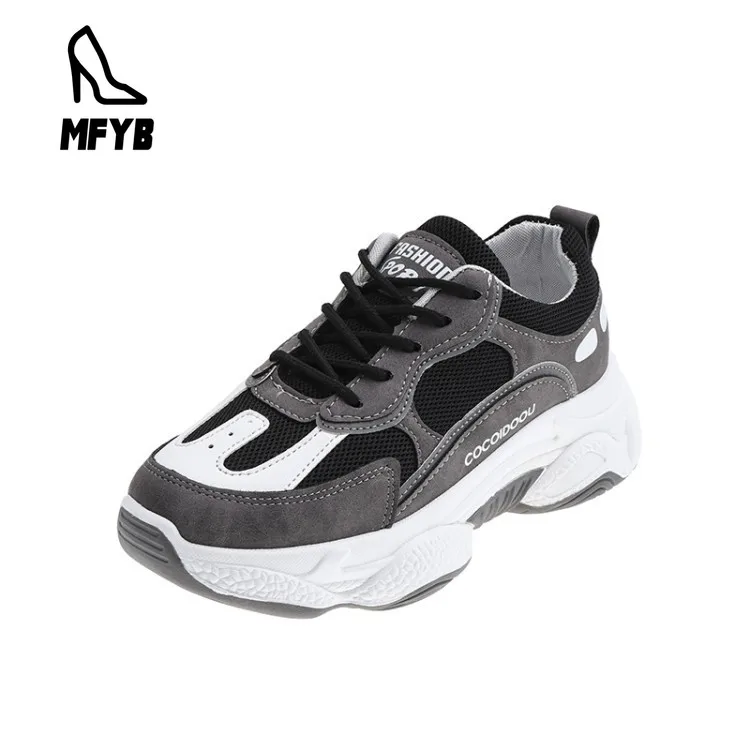 

MFYB Women's vulcanized shoes 2019 new deep mouth single shoes round head color matching front tie women's student sports shoes
